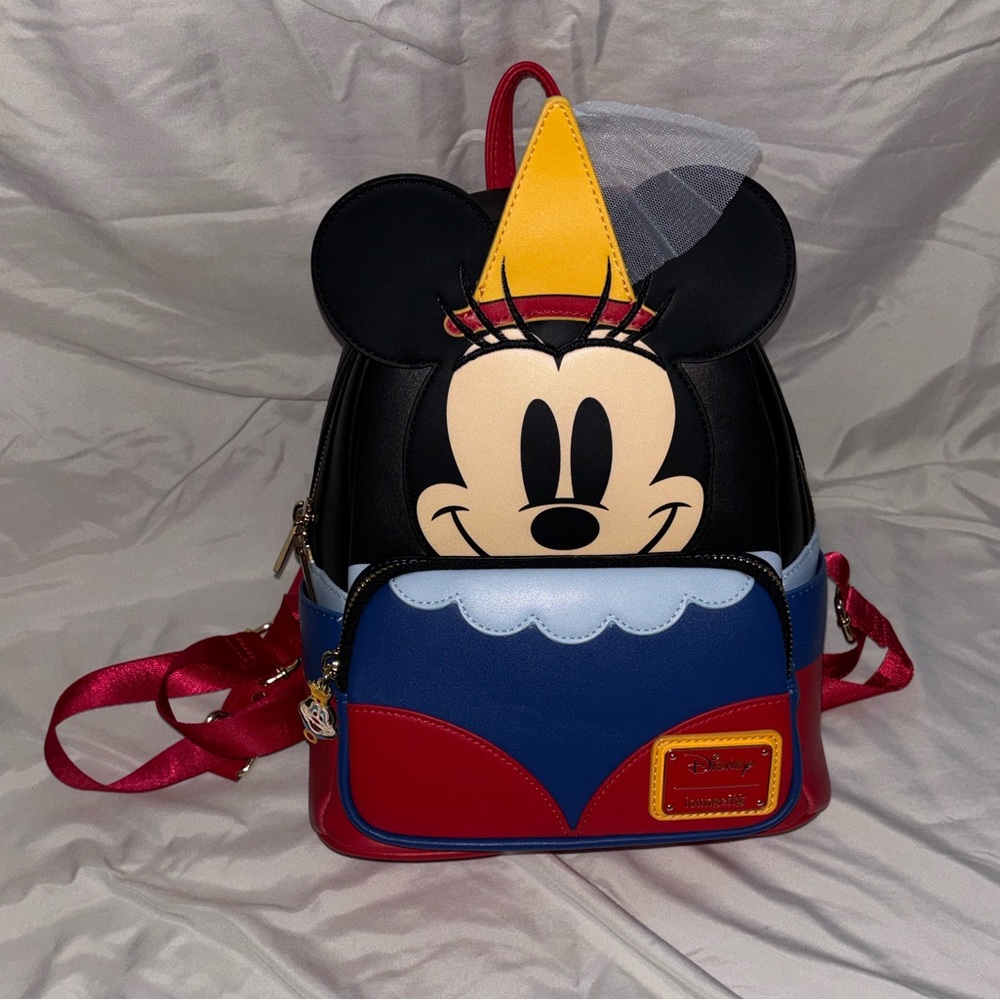 Minnie Mouse Brave Little Tailor Princess Loungefly Backpack - Red, Blue, Black - Picture 7 of 12